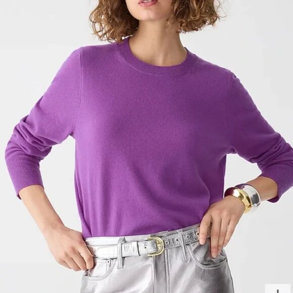 J. CREW Sweater Womens Large Purple 100% Cashmere classic-Fit Crewneck Sweater - Picture 1 of 11